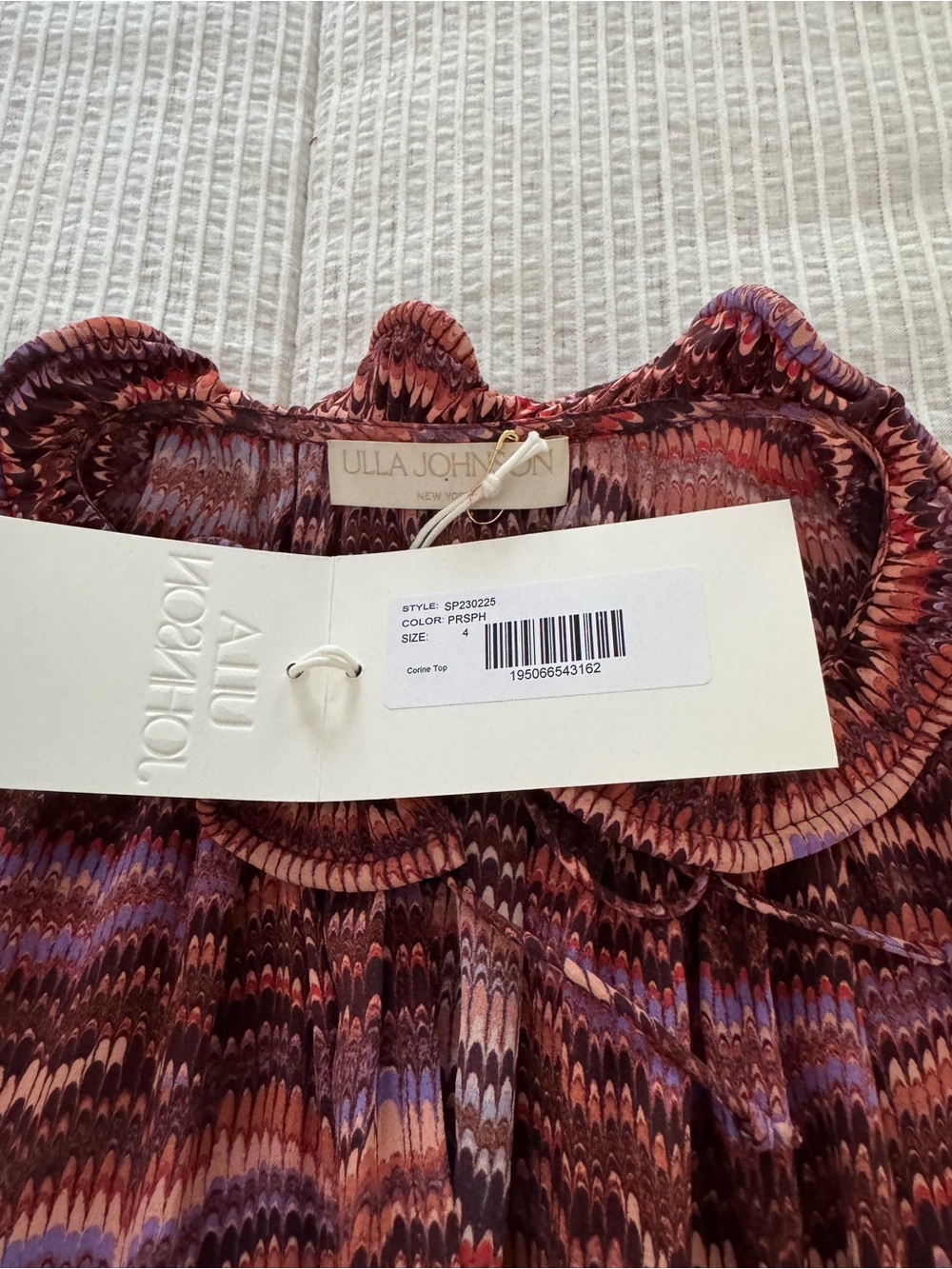 Ulla Johnson Multi-Color Ruffle-Neck Puff Sleeve Blouse - Picture 10 of 12